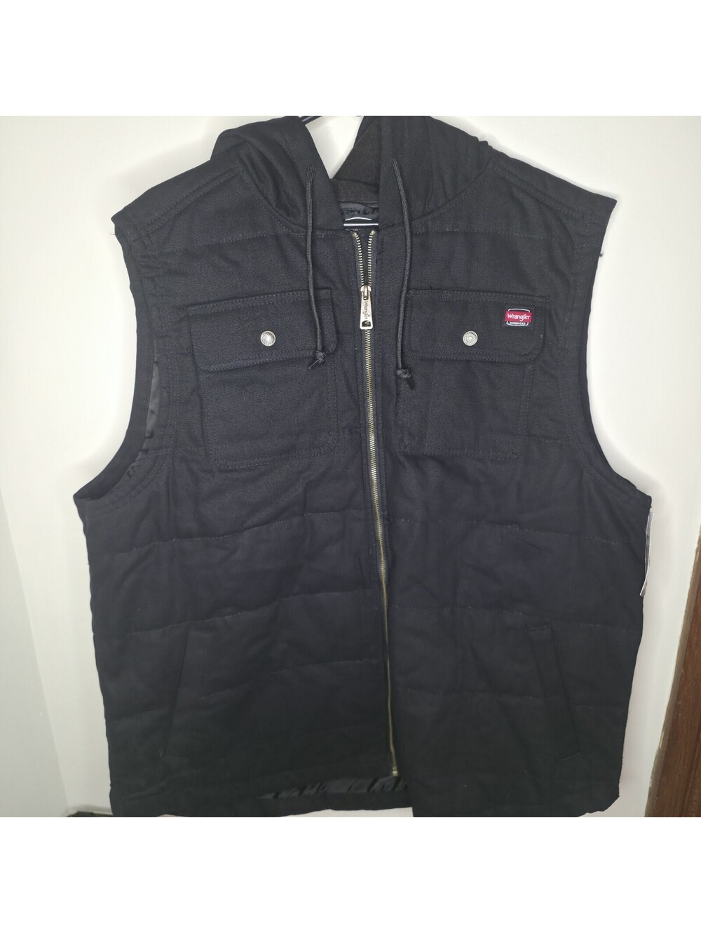 Wrangler Workwear 55275 Men's 2XL Black Hooded Insulated Canvas Vest NWT